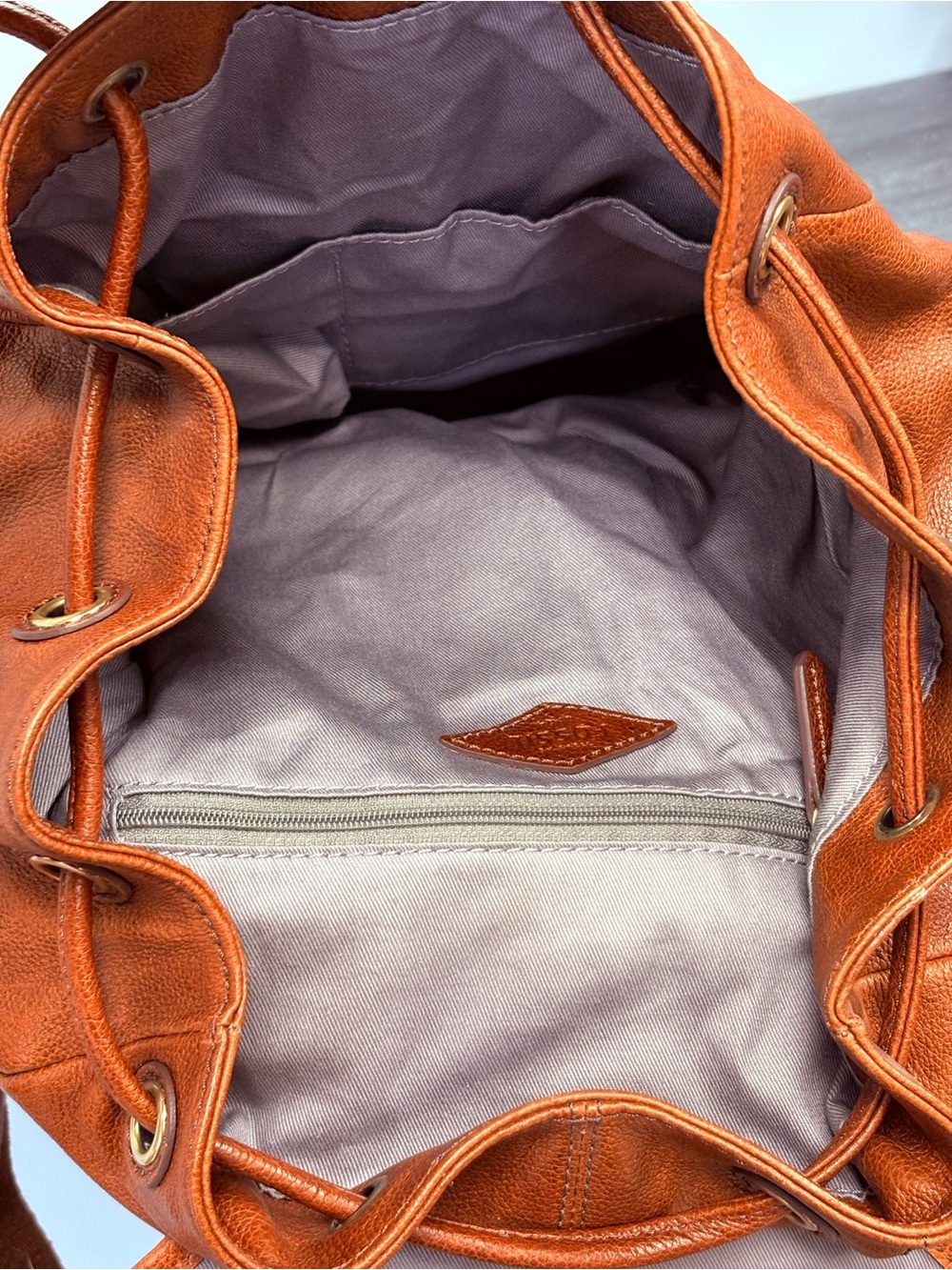 Fossil Tan Leather Backpack with Front Pocket - Picture 11 of 13